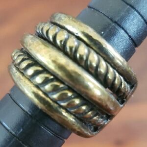 Vintage Brass Braided Band Ring • Boho Artisan